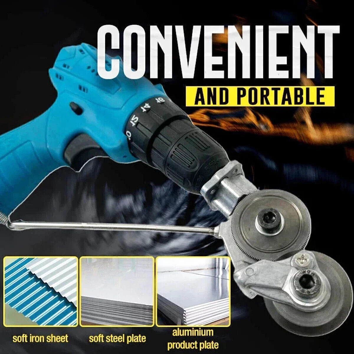 Electric Drill Metal Sheet Cutter Attachment for Impact Drills - 2 Pack