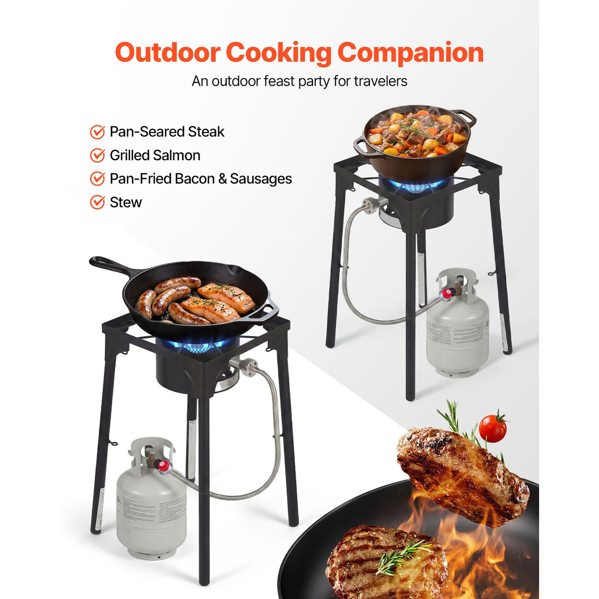 Outdoor Propane Gas Stove for Camping and Cooking - 100,000-225,000 BTU