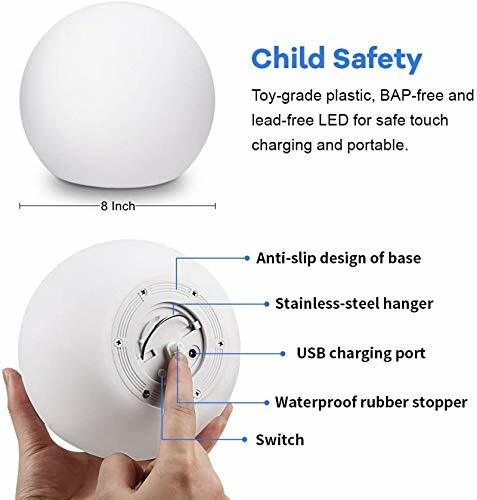 8-Inch Rechargeable LED Globe Light with Remote, 16 RGB Colors & Waterproof