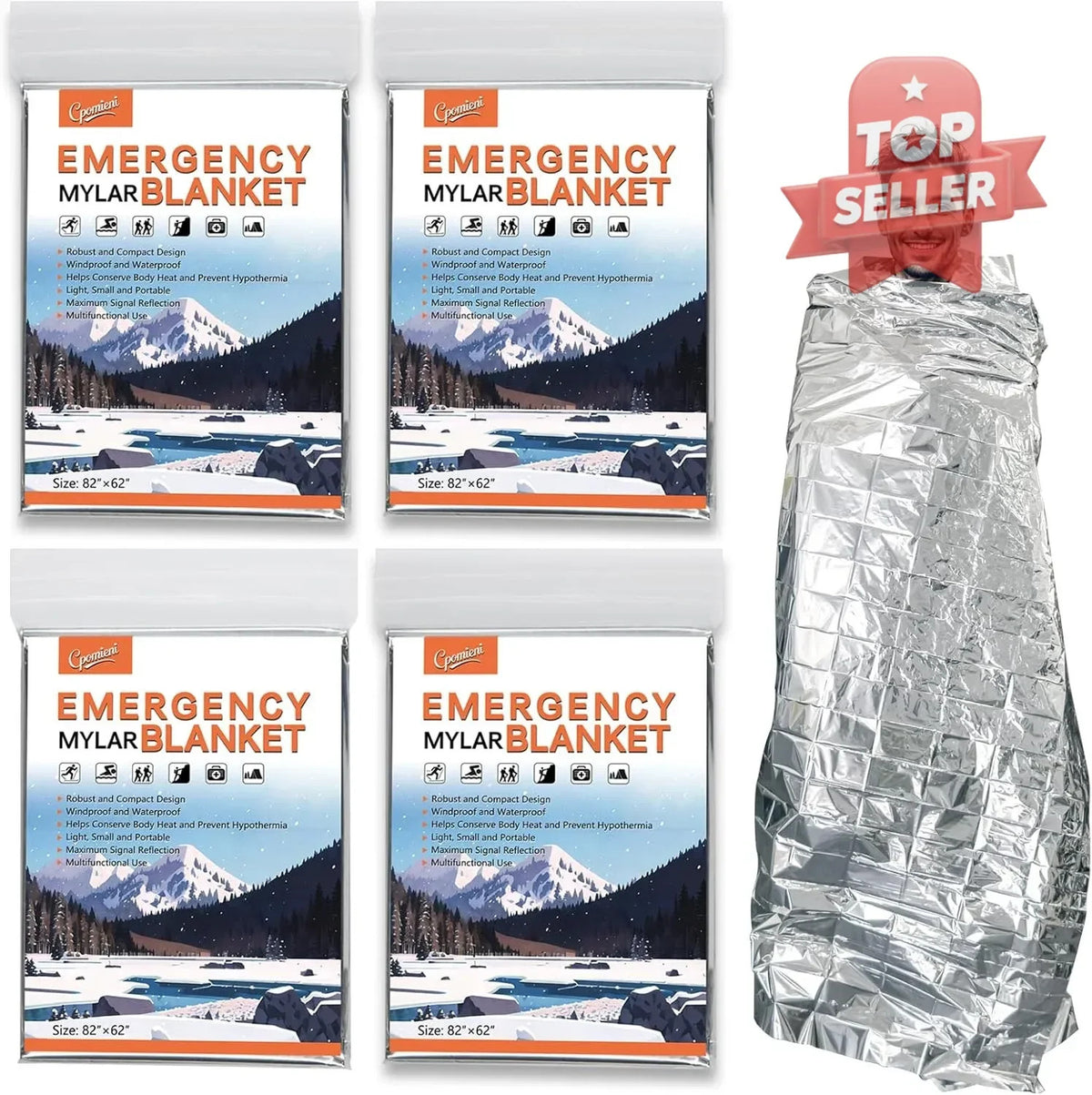 Emergency Mylar Thermal Blankets 4-Pack - Insulation & Survival Gear