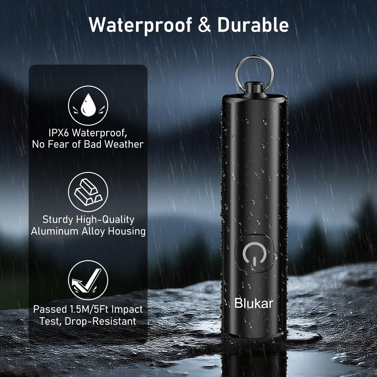 Rechargeable Mini Keychain Flashlight - Portable LED Torch, 360 Lumens