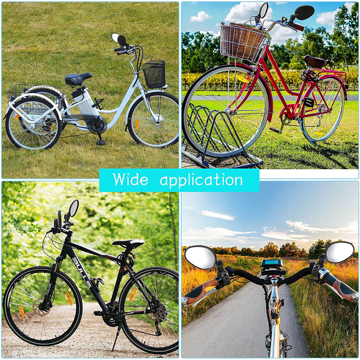 Bike Mirror Set - Rotatable Round Handlebar Rear View Glass for Cycling