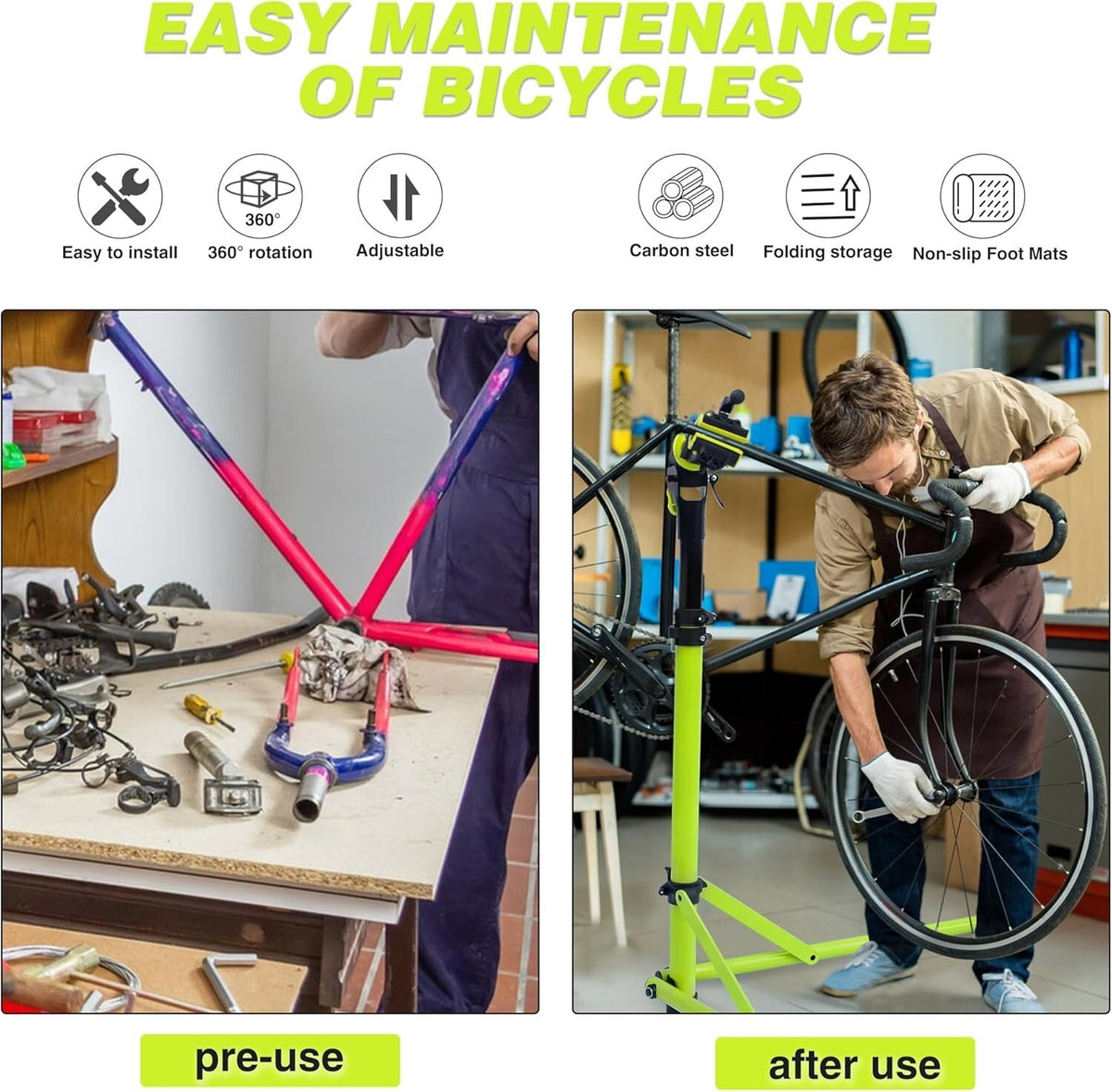 Foldable E-Bike Repair Stand Max 132Lbs - Heavy Duty Bicycle Maintenance