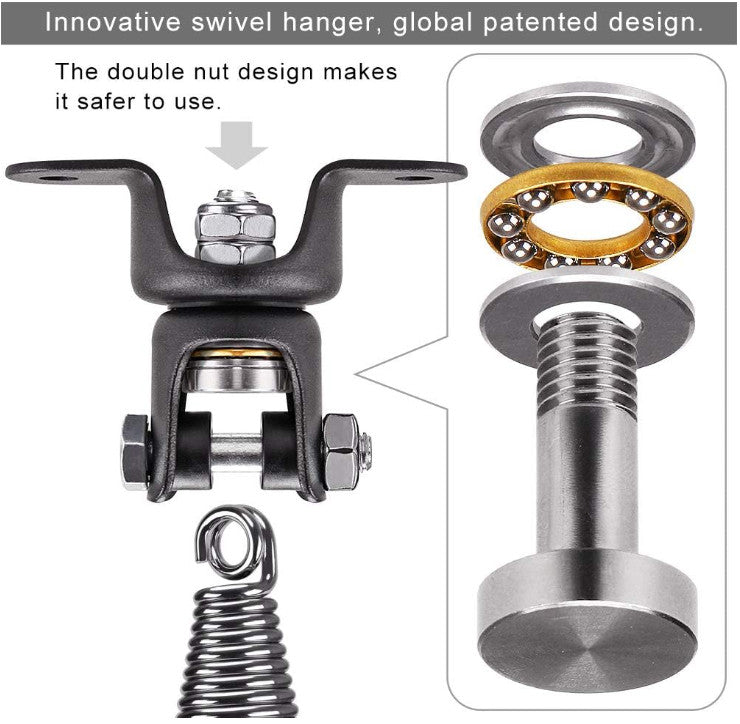 Heavy-Duty Boxing Bag Hanger with Chains and Springs - Up to 350 lbs, Silver