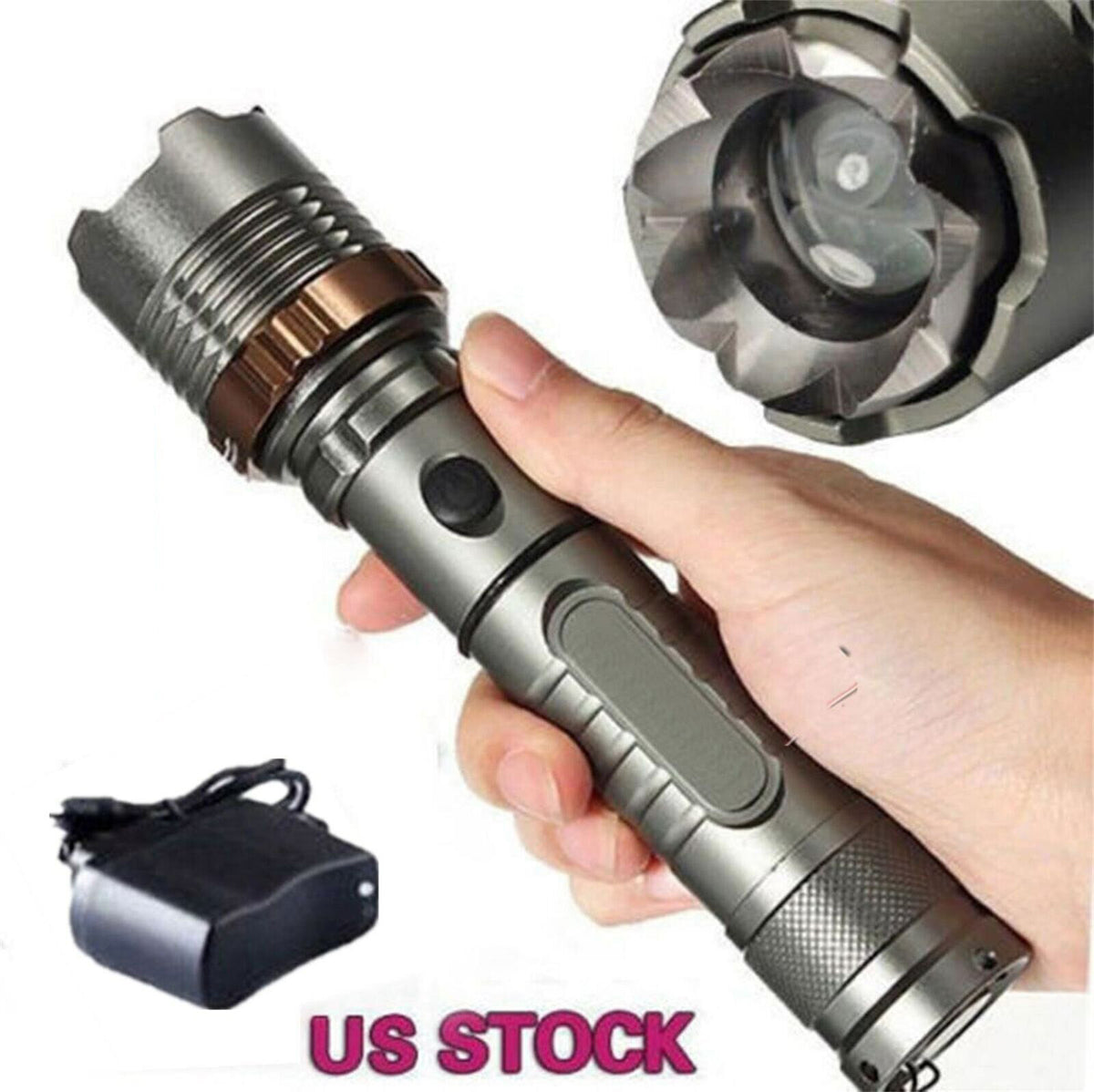 Rechargeable LED Tactical Flashlight 100M Waterproof Work Light 5 Modes