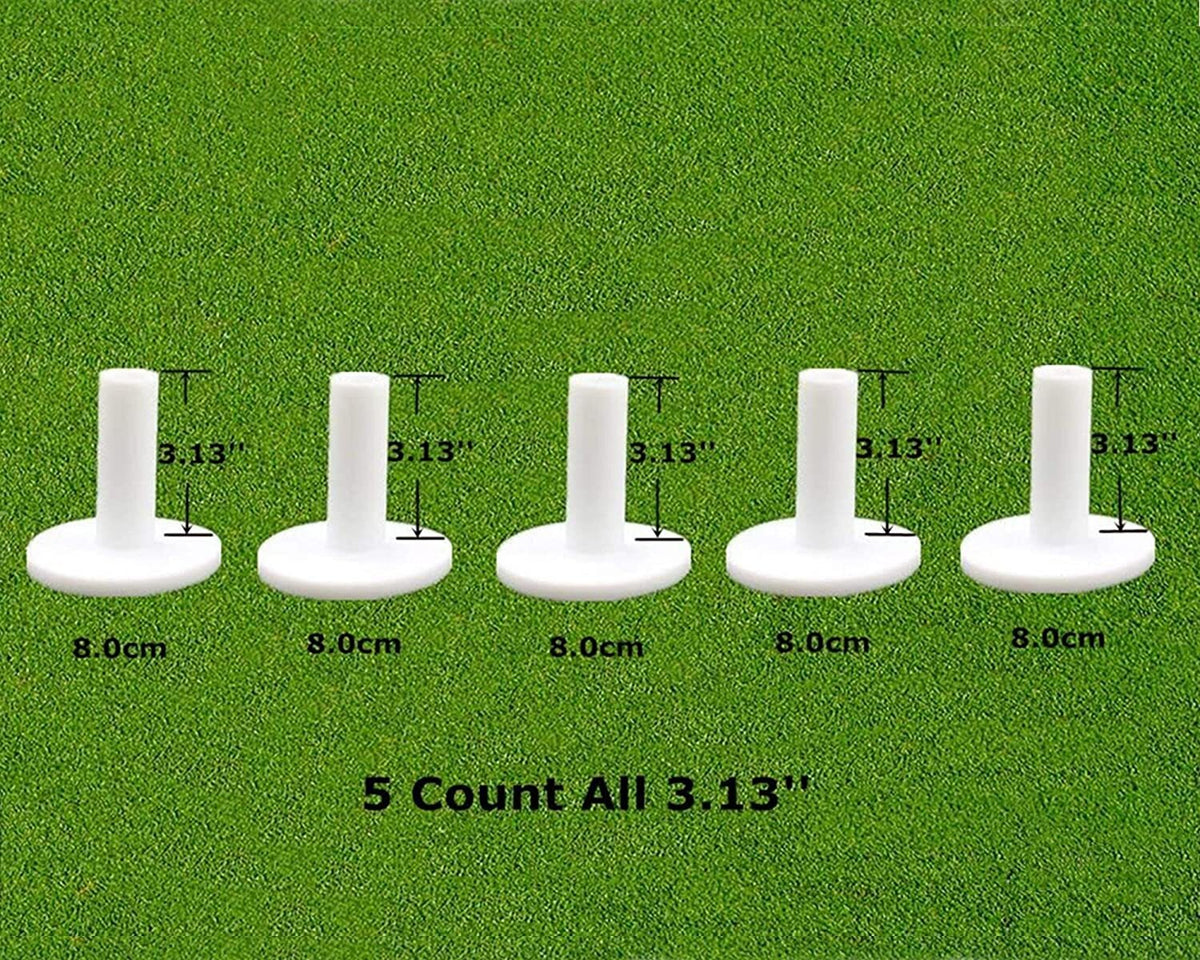 Golf Rubber Tees 5 Pack - Mixed or Same Size 1.5 to 3.25 Inches