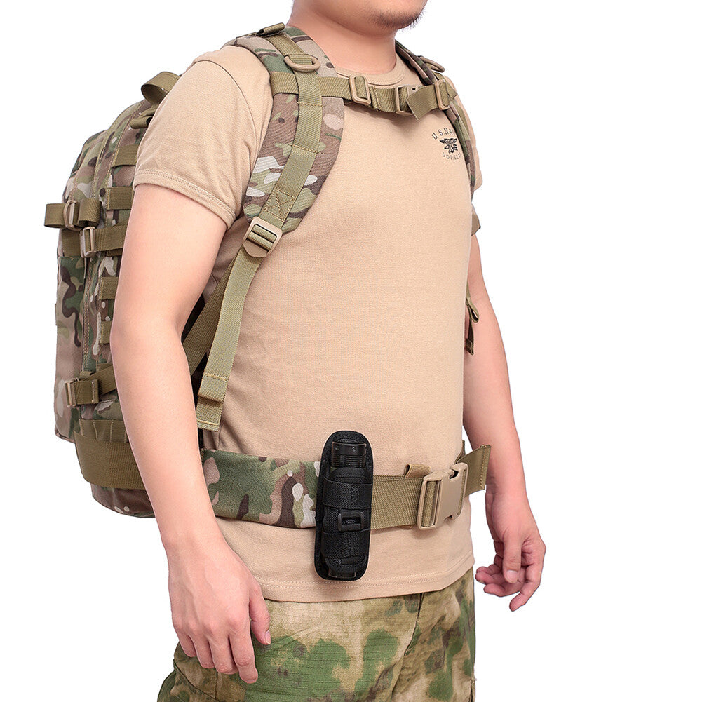360° Rotatable Tactical LED Flashlight Holster Belt Bag Outdoor Carry Case