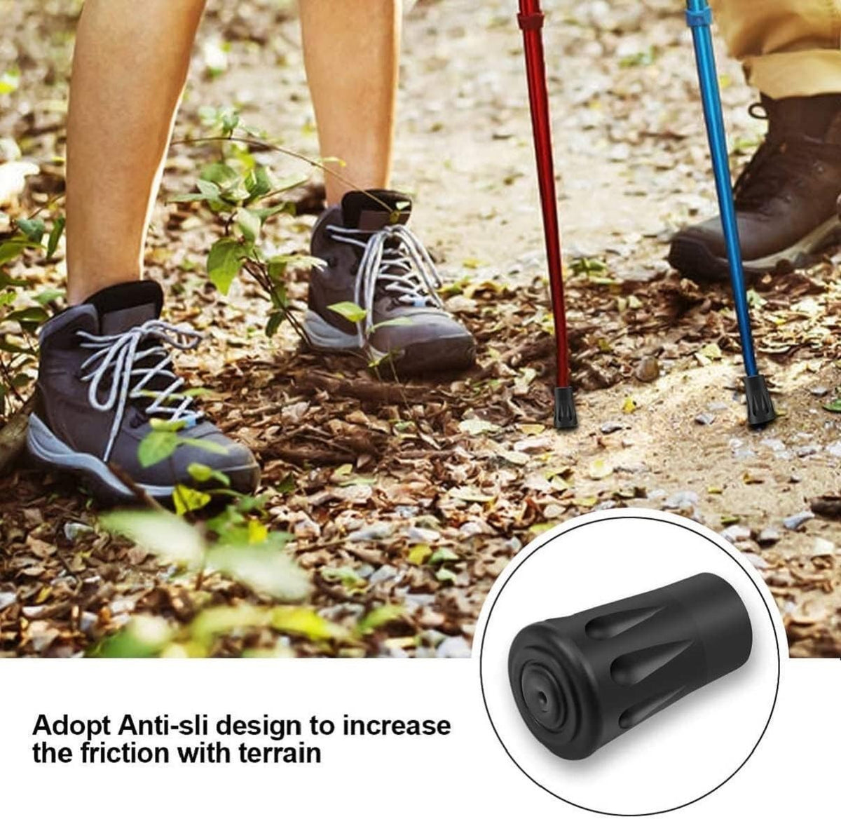 Universal Hiking Pole Tips - 10 Pack Rubber Tips for Trekking Poles