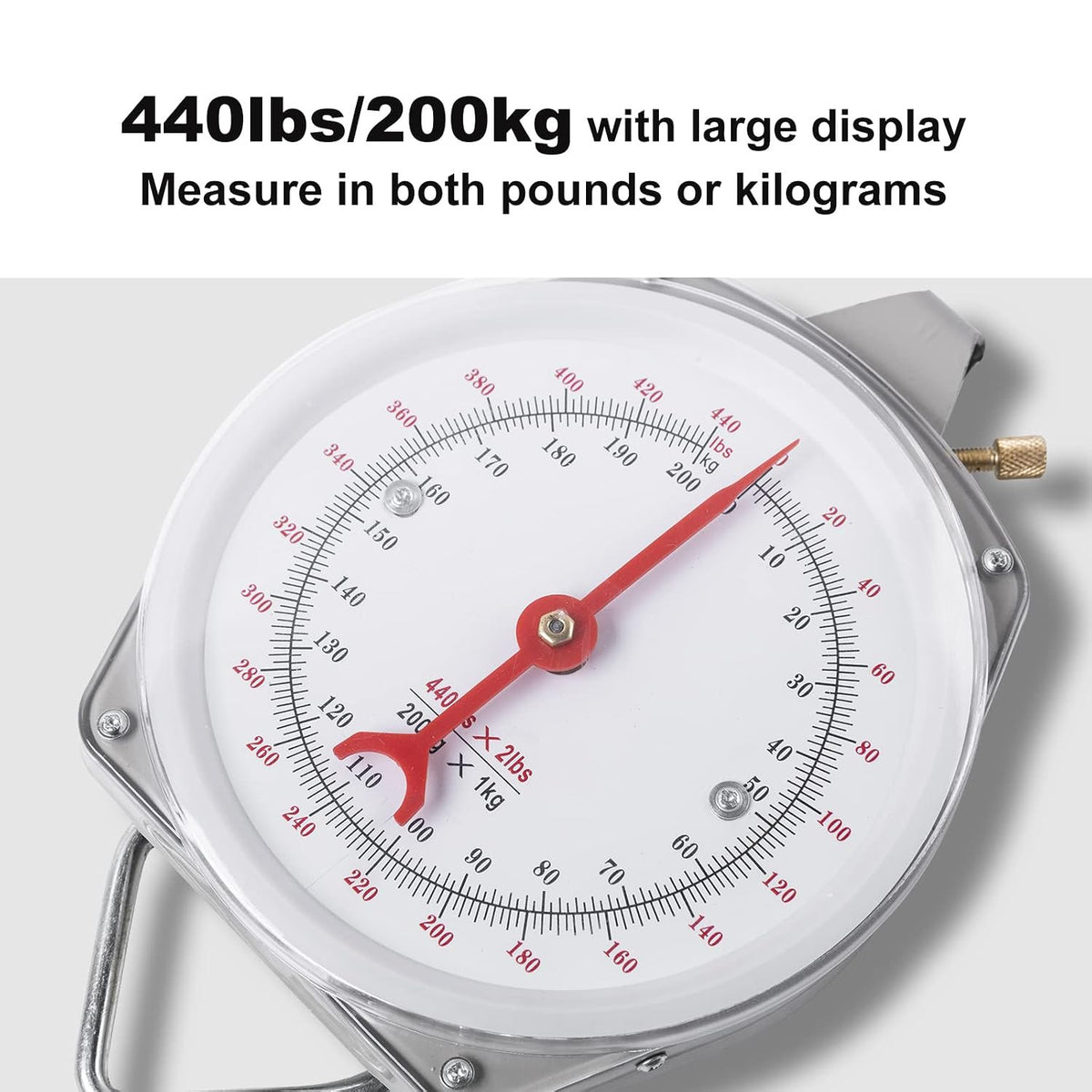 Mechanical Hanging Scale 440Lbs/200Kg Handheld Suspension Scale Gray