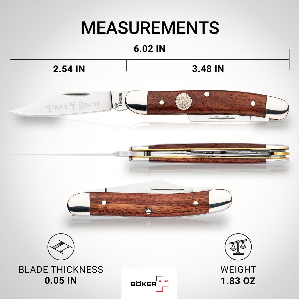 Premium D2 Rosewood Pocket Knife - 3 Blade Classic Heritage Pattern