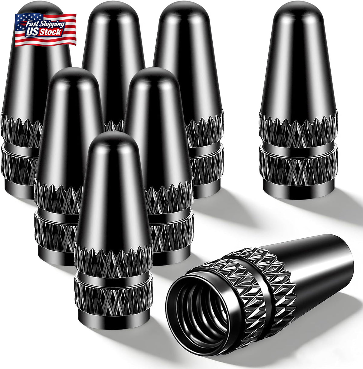 Bike Presta Valve Caps 8-Pack Aluminum Anodized Dust Covers for Bicycle Tires