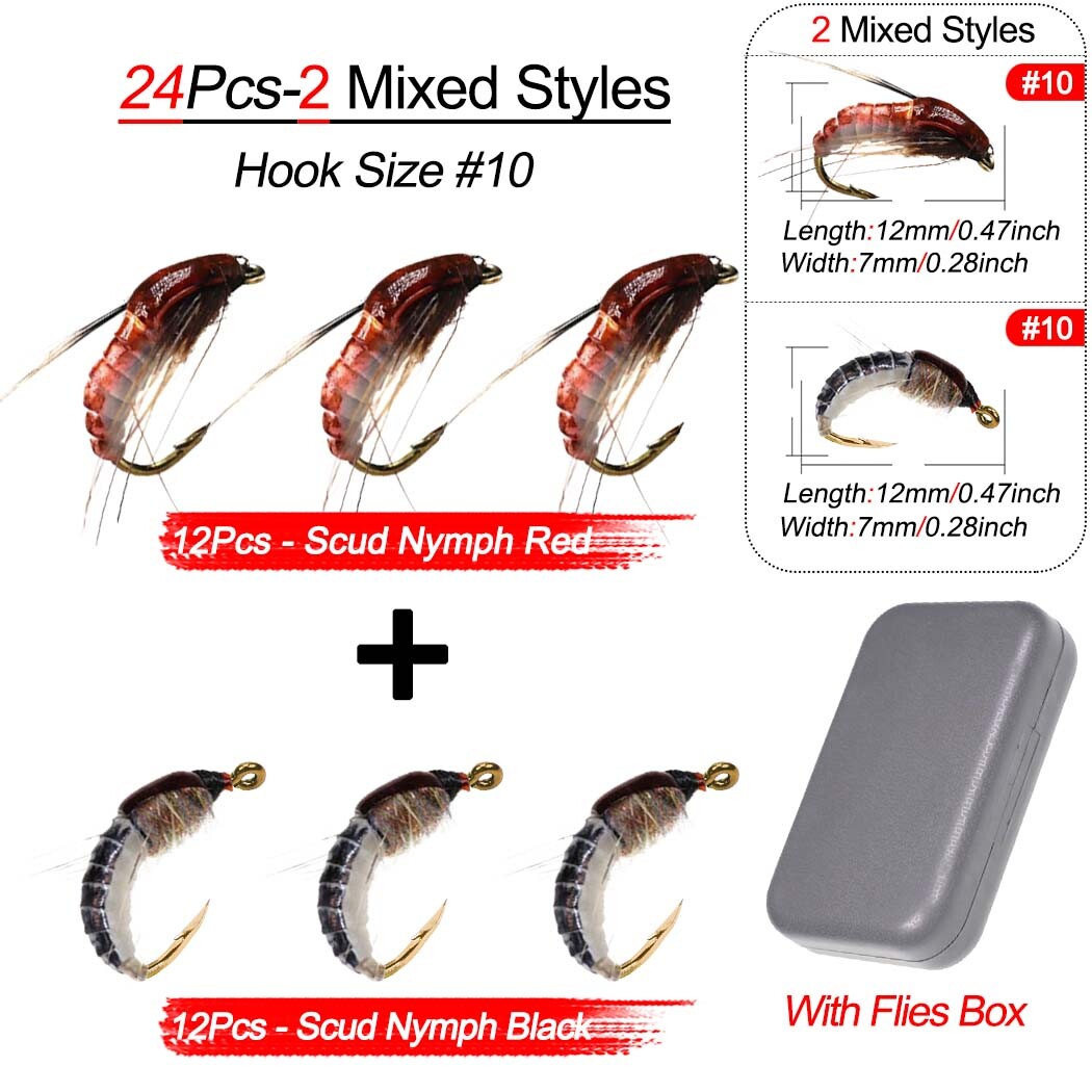 Artificial Fishing Flies Kit - 24 Pcs Trout Bass Perch Saltwater Freshwater Lures