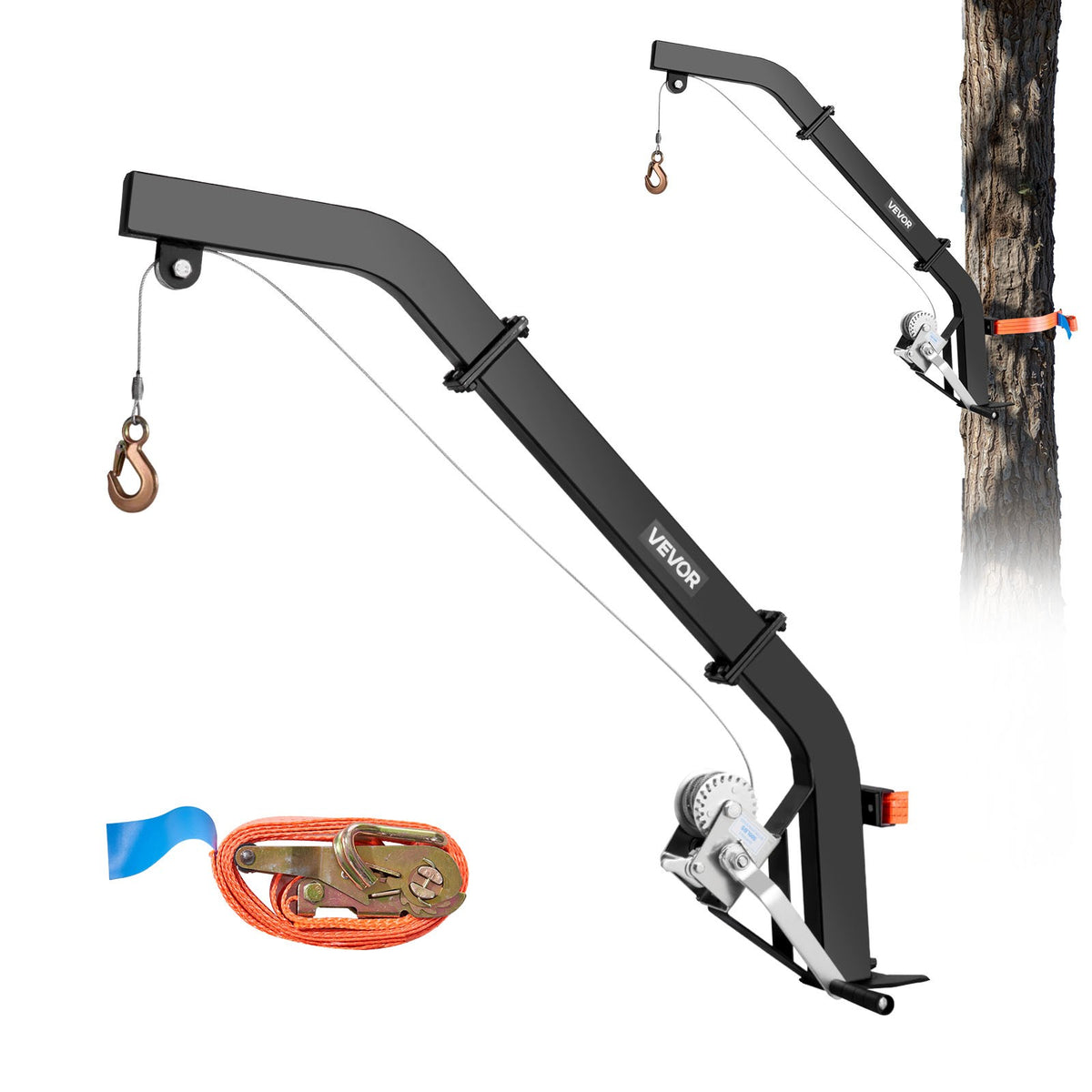 Tree Mounted Deer Hoist with Winch & Gambrel - Heavy Duty Game Lift