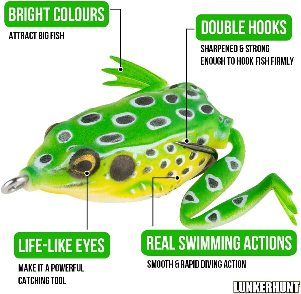 Fishing Lure Lot 3x Pocket Frog 1.75 inch Leopard Topwater Weedless Baits