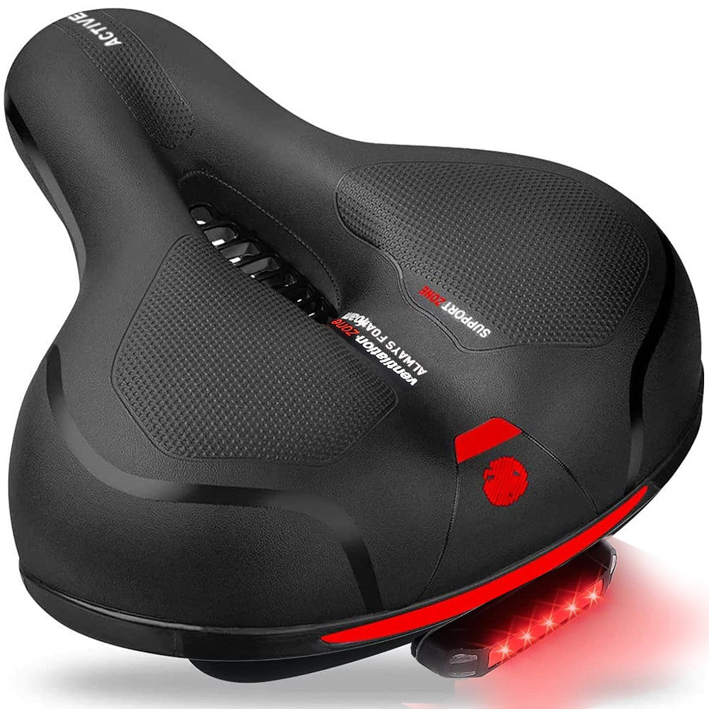 Gel Bicycle Saddle Seat Cushion with LED Taillight - Comfort & Shock Absorption