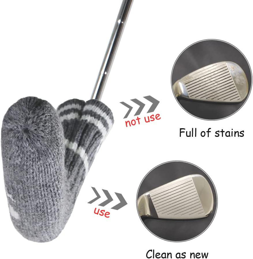 7 Pcs Knitted Golf Head Covers Set for Irons Wedges - Club Protection