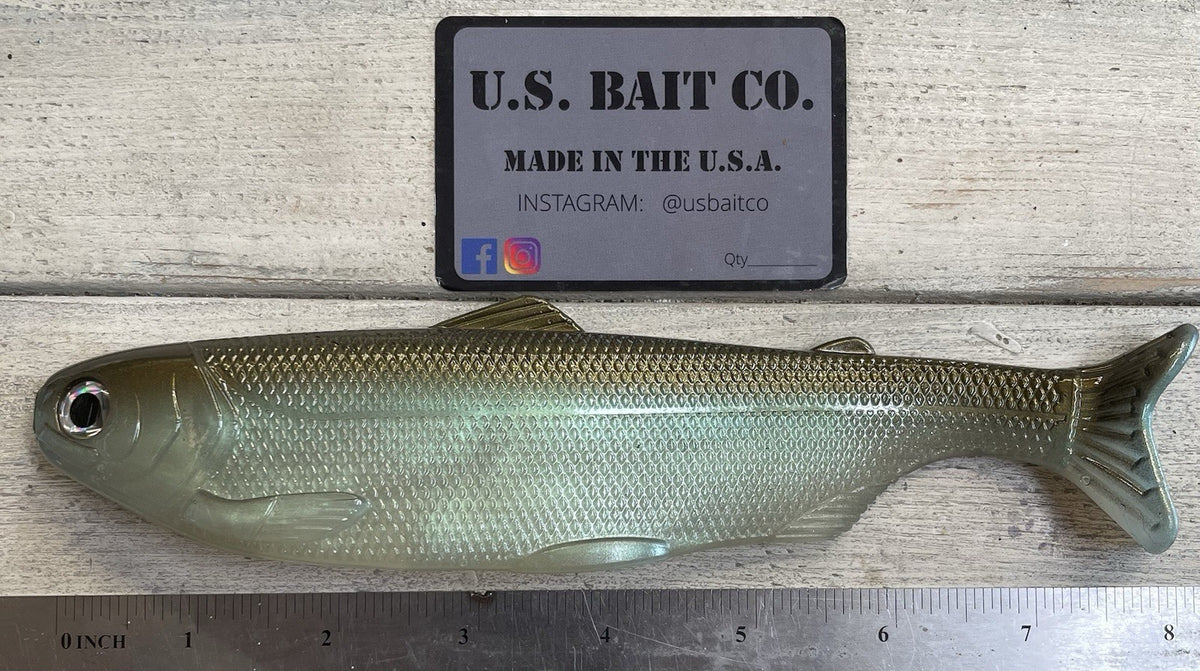 8-Inch Wedge Tail Soft Plastic Fish Bait - Green Gizzard Shad