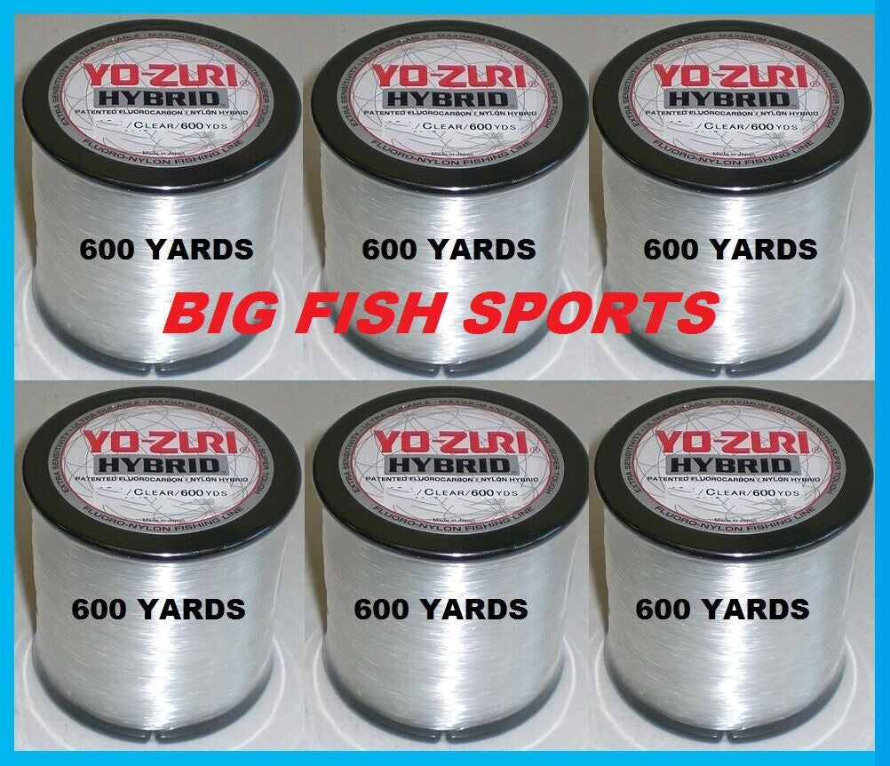 6 Pack Fluorocarbon Hybrid Fishing Line 12lb, 600yd Clear - Strong & Sensitive