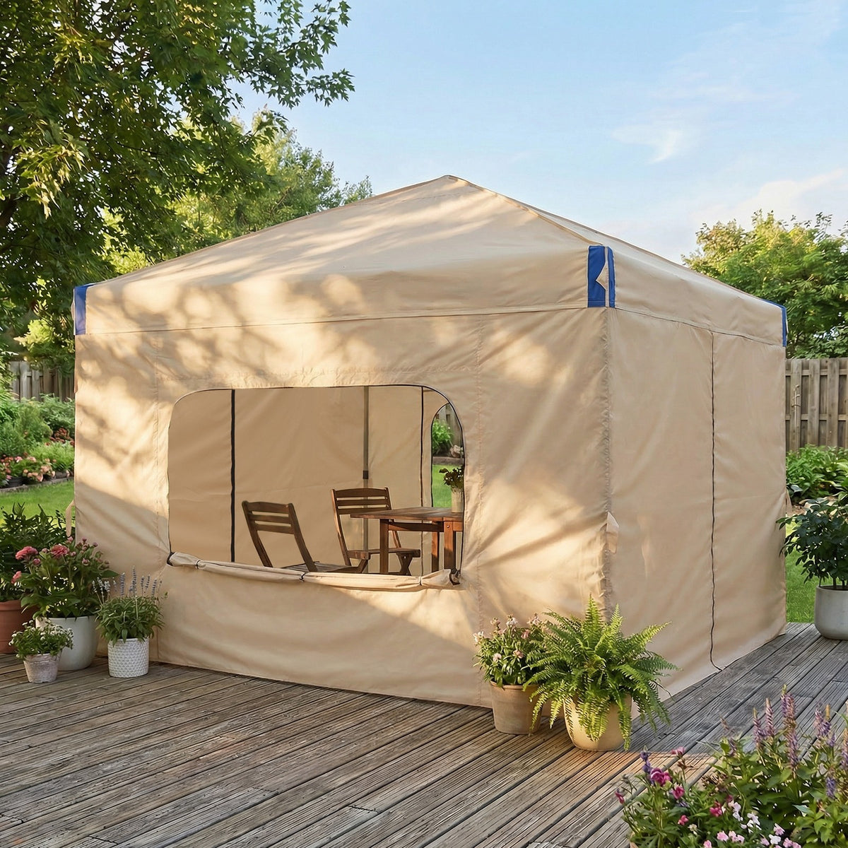 Portable Pop Up Canopy Tent with Sidewalls - 10x10 or 12x12 ft Shade Shelter with Stakes & Bag