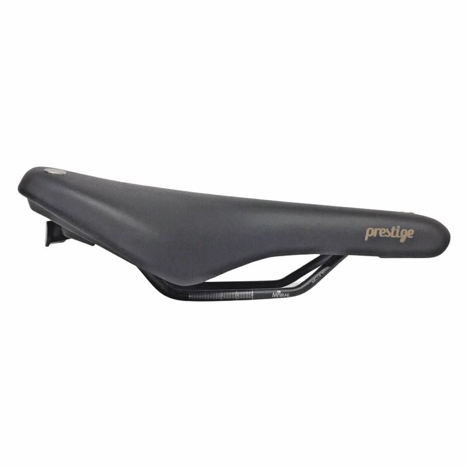Bike Saddle - Comfort Vintage Riveted Design, Synthetic Cover, Rails, Black 285×130mm