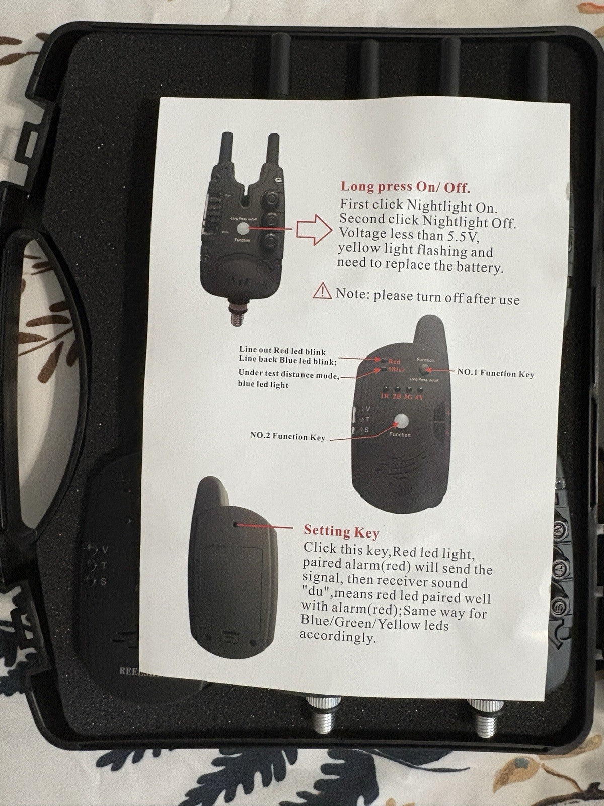 Fishing Bite Alarm Set with LED Visual and Audible Alerts - Portable 4 Pack