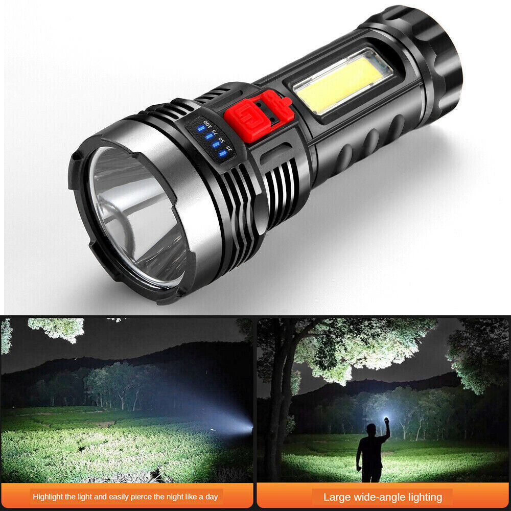 Rechargeable LED Tactical Flashlight - Waterproof Handheld Torch USB & Battery Included