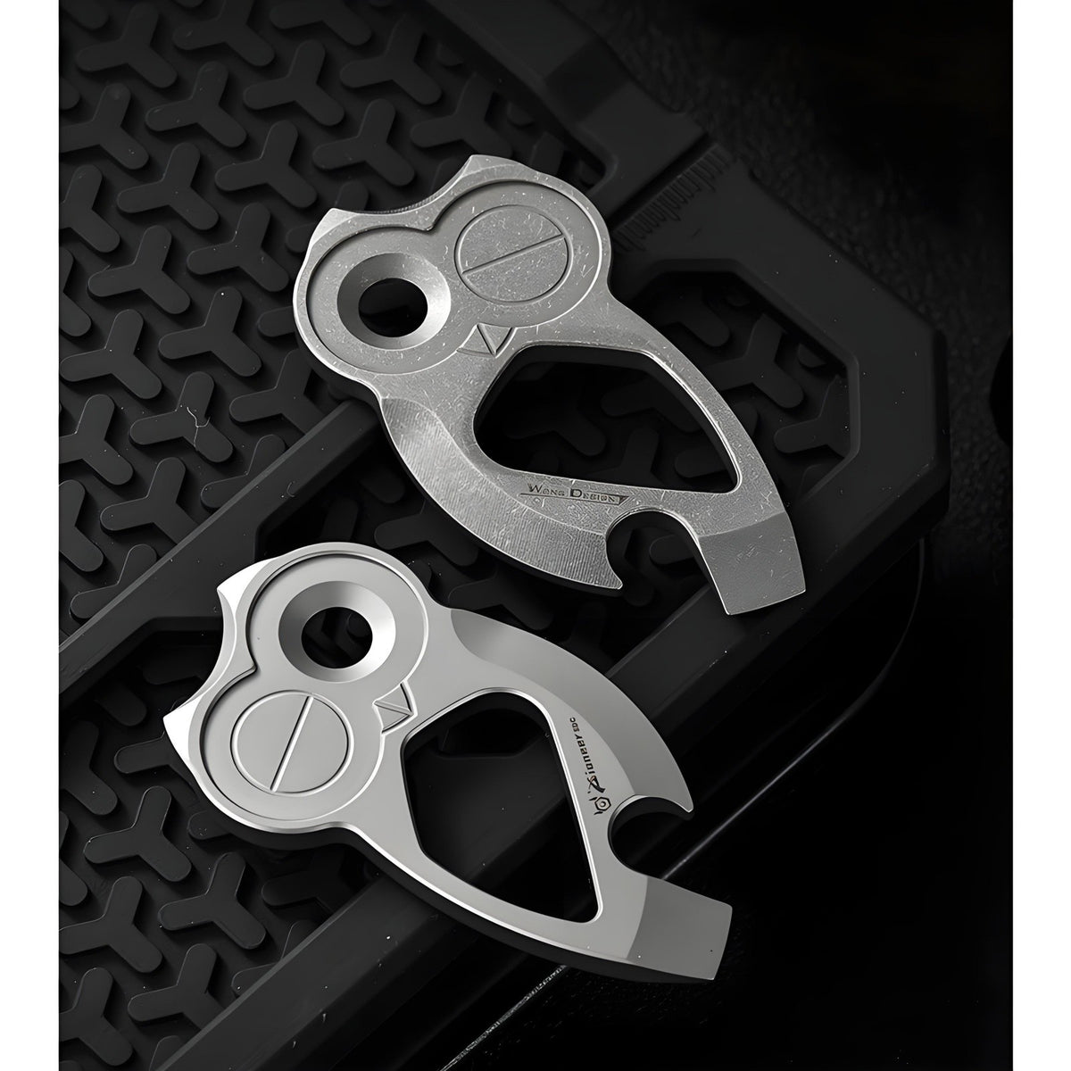 Titanium Multi-Tool Keychain Pry Bar Owl Shape EDC Pocket Tool - Sandblasted or Stonewashed