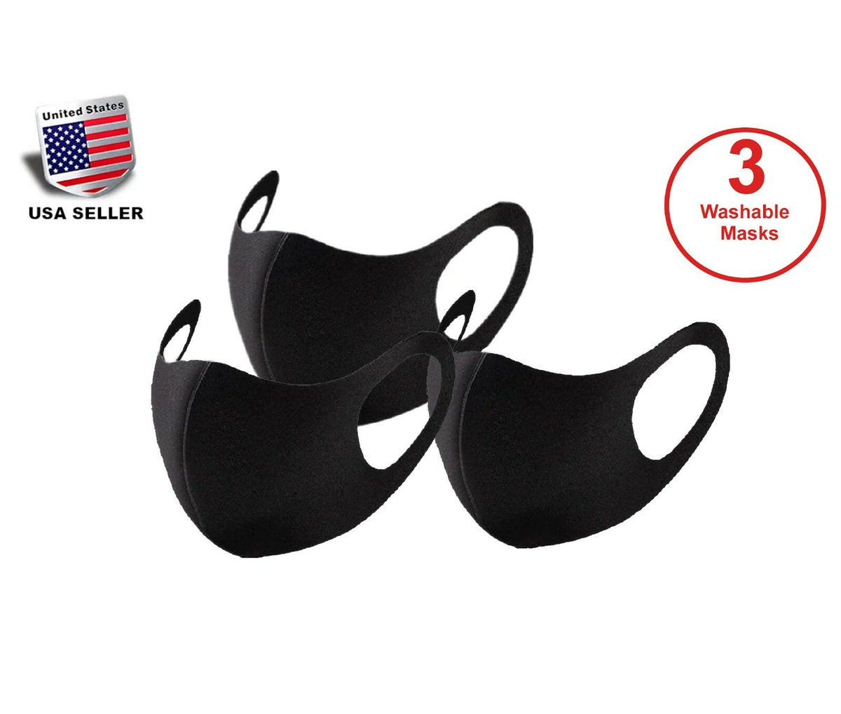 Reusable Washable Face Mask Pack of 3 - Soft Polyester Blend for Comfort & Safety