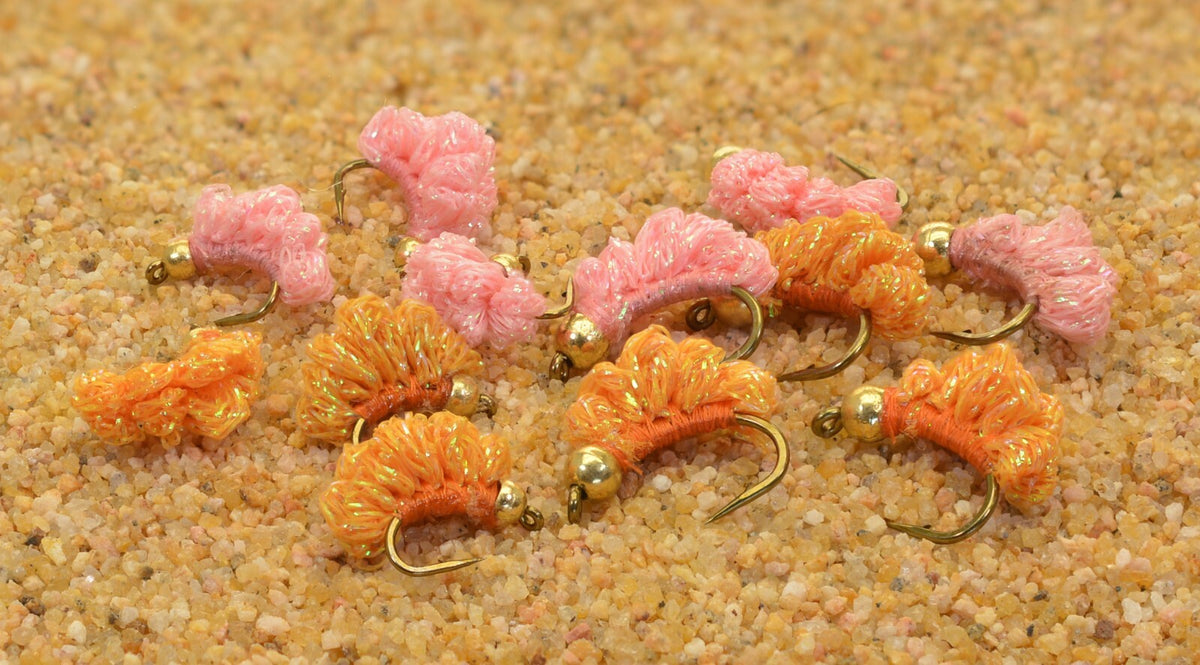 Fly Fishing Beaded Crystal Meth Flies - Tungsten Bead, 2 Colors, Mustad Hooks