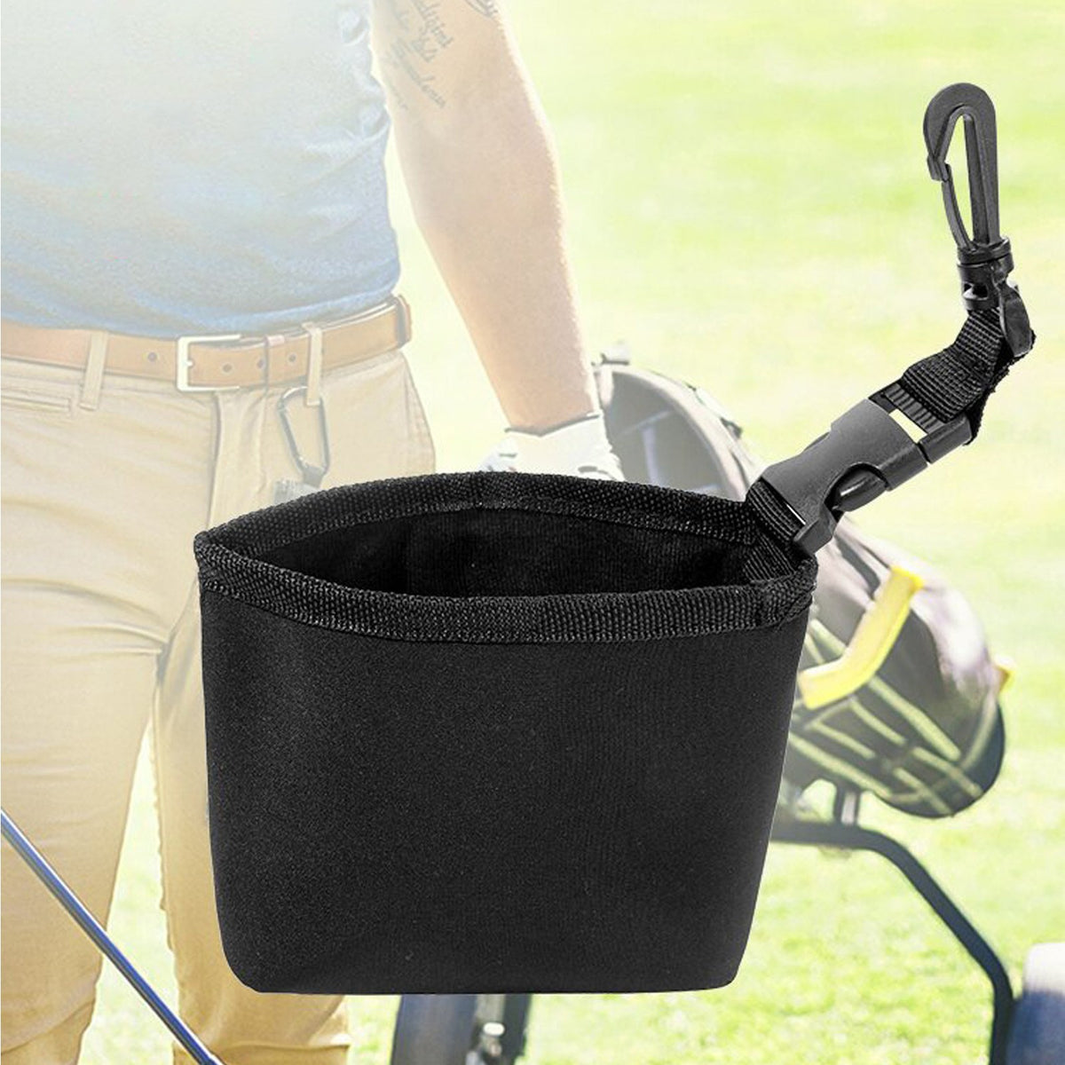 Portable Golf Club and Ball Cleaning Bag Set - Black, 2 Pieces