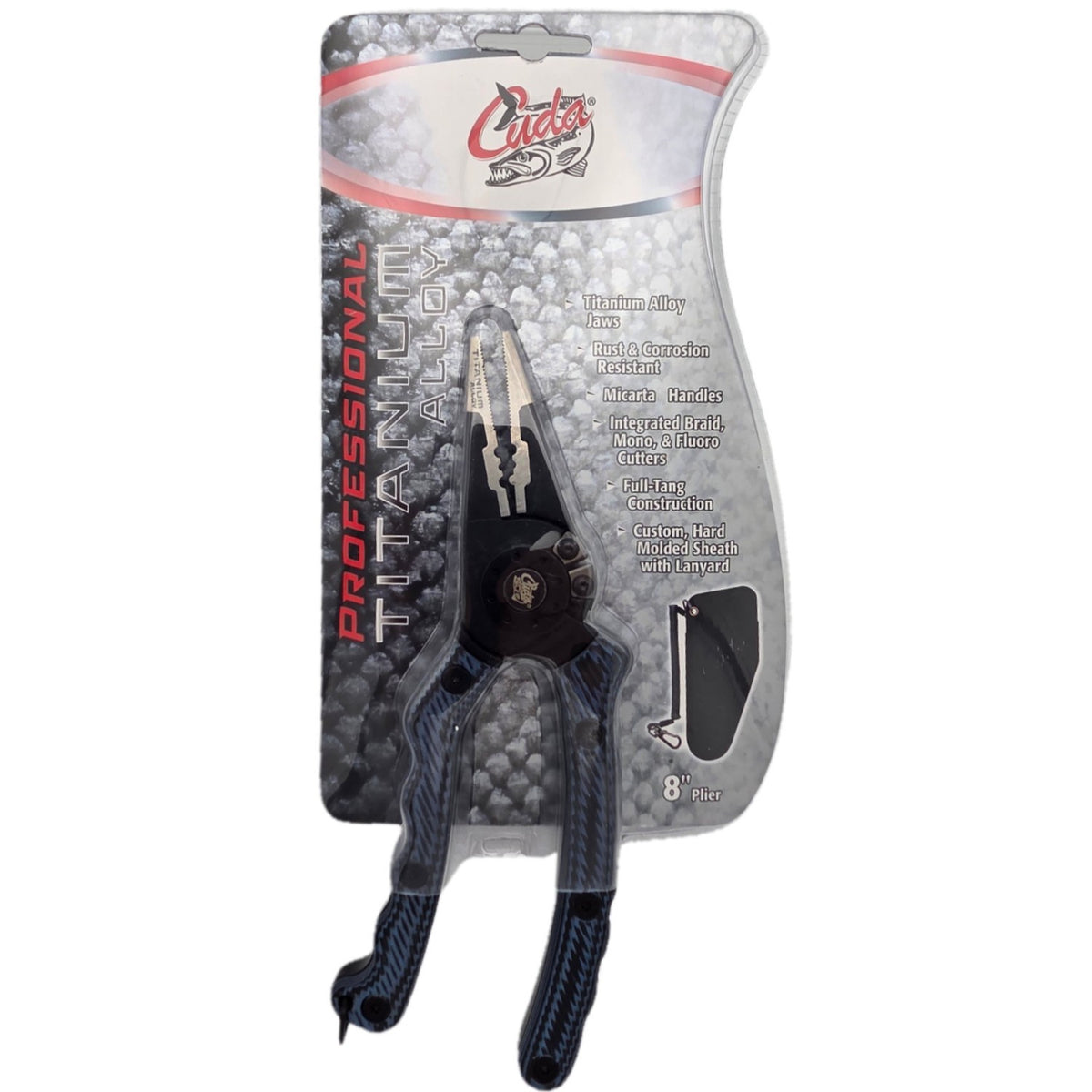 8-Inch Titanium Alloy Fishing Pliers with Sheath & Lanyard - Saltwater Ready