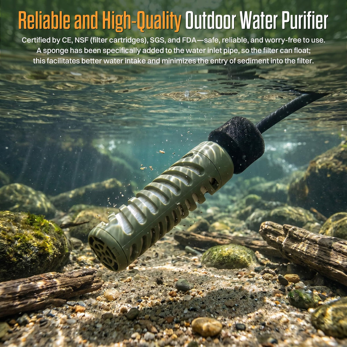 Portable Electric Water Filter 0.01 Micron for Camping Hiking Emergency
