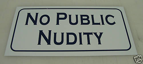 Golf Wedge Ball Sign No Public Nudity All Weather Metal 6x12