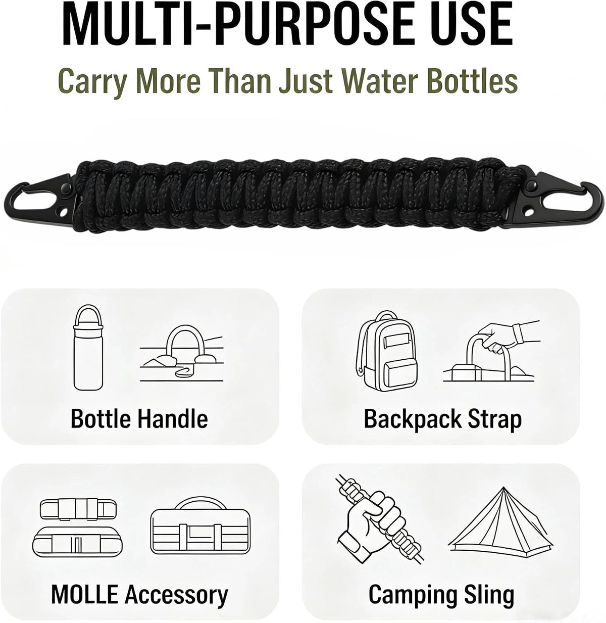 Heavy Duty Paracord Handle for Camping and Outdoor Gear, Universal Fit