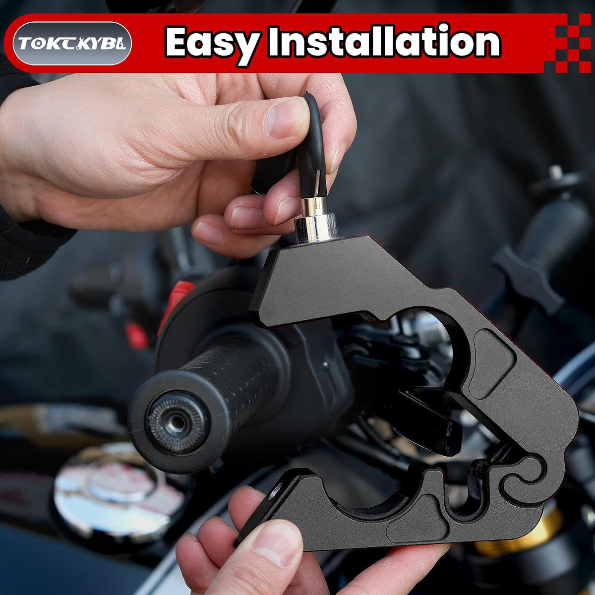 Heavy Duty Motorcycle Lock with Helmet Detachable Lock - Anti-Theft Security