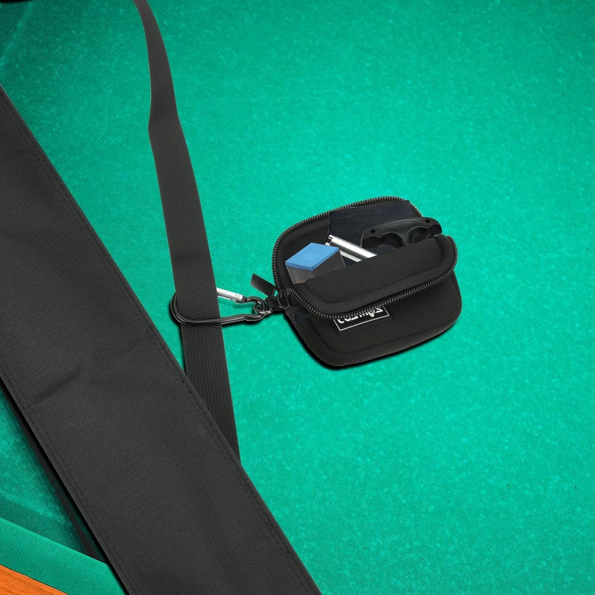 Classic Black Cue Stick Storage Bag for 1 Butt + Shaft, 2 Compartments