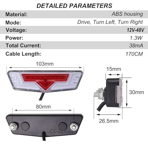 Electric Bike Turn Signal Light Kit with Headlight and Taillight for E-Bikes & Scooters