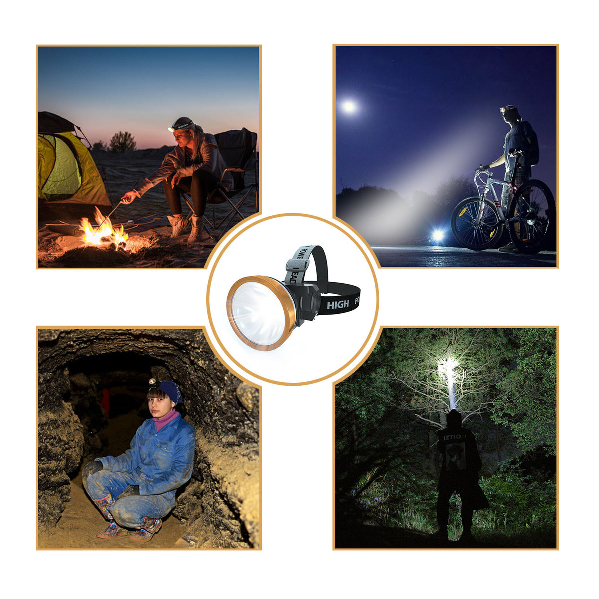 Rechargeable LED Headlamp for Outdoor Camping Hiking Fishing Waterproof Head Torch