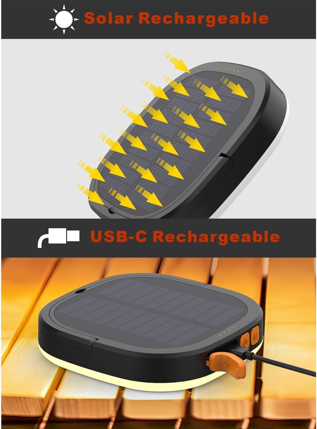 Rechargeable Solar Camping Lantern with 2000 Lumens, Waterproof, 5 Light Modes