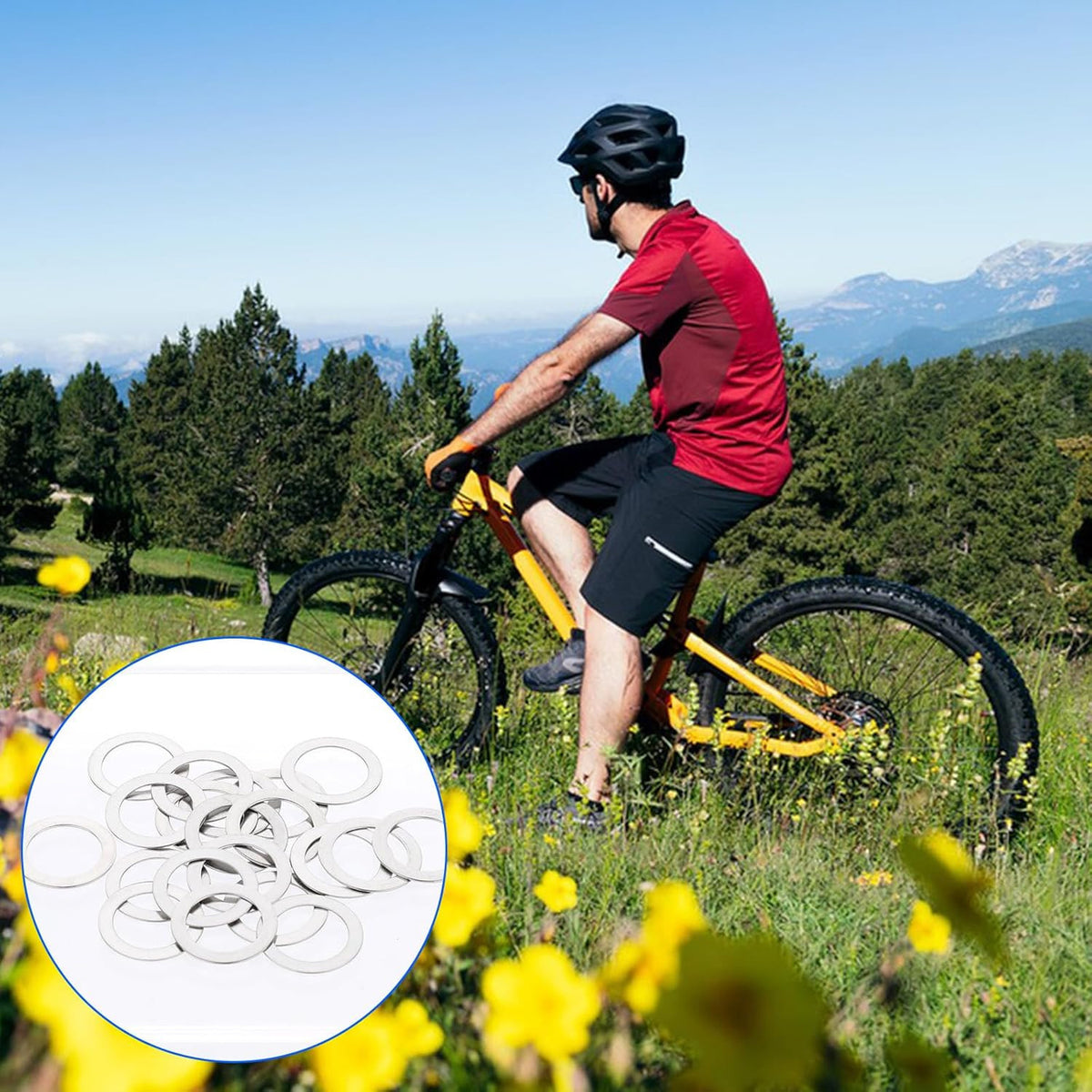 20-Pack Bicycle Pedal Washers - Stainless Steel Spacers for Mountain & Road Bikes