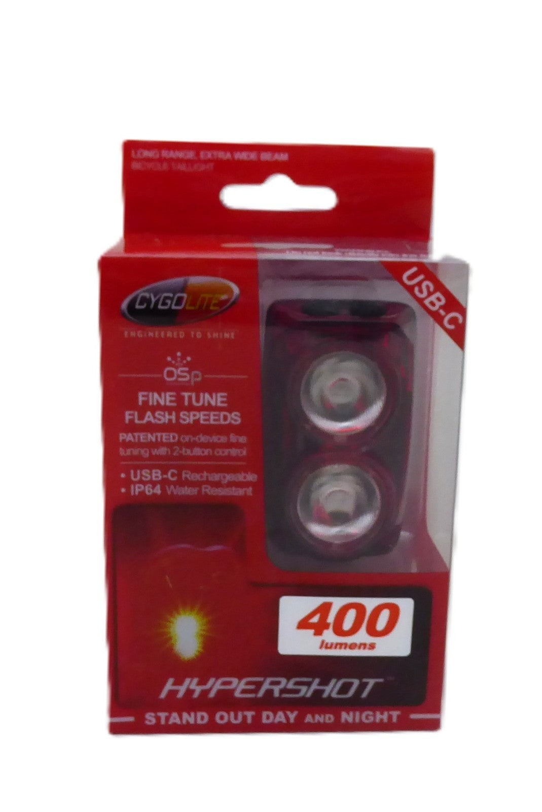 Cygolite Hypershot 400 USB Bike Tail Light - Bright, Adjustable, Daytime Visible