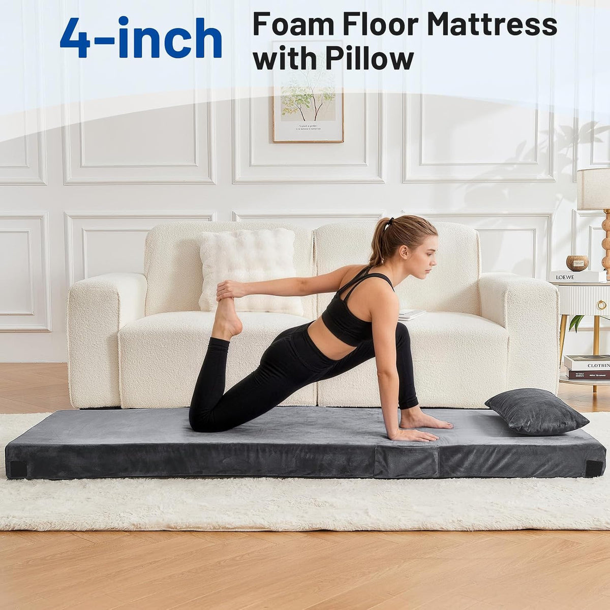 Extra Thick Memory Foam Camping Mattress Pad with Pillow - 4 Inch Support