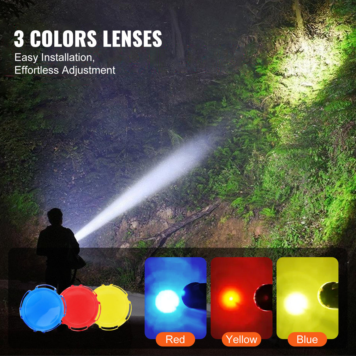High Powered Rechargeable LED Spotlight 200,000 Lumens with 4 Modes & Waterproof IP67