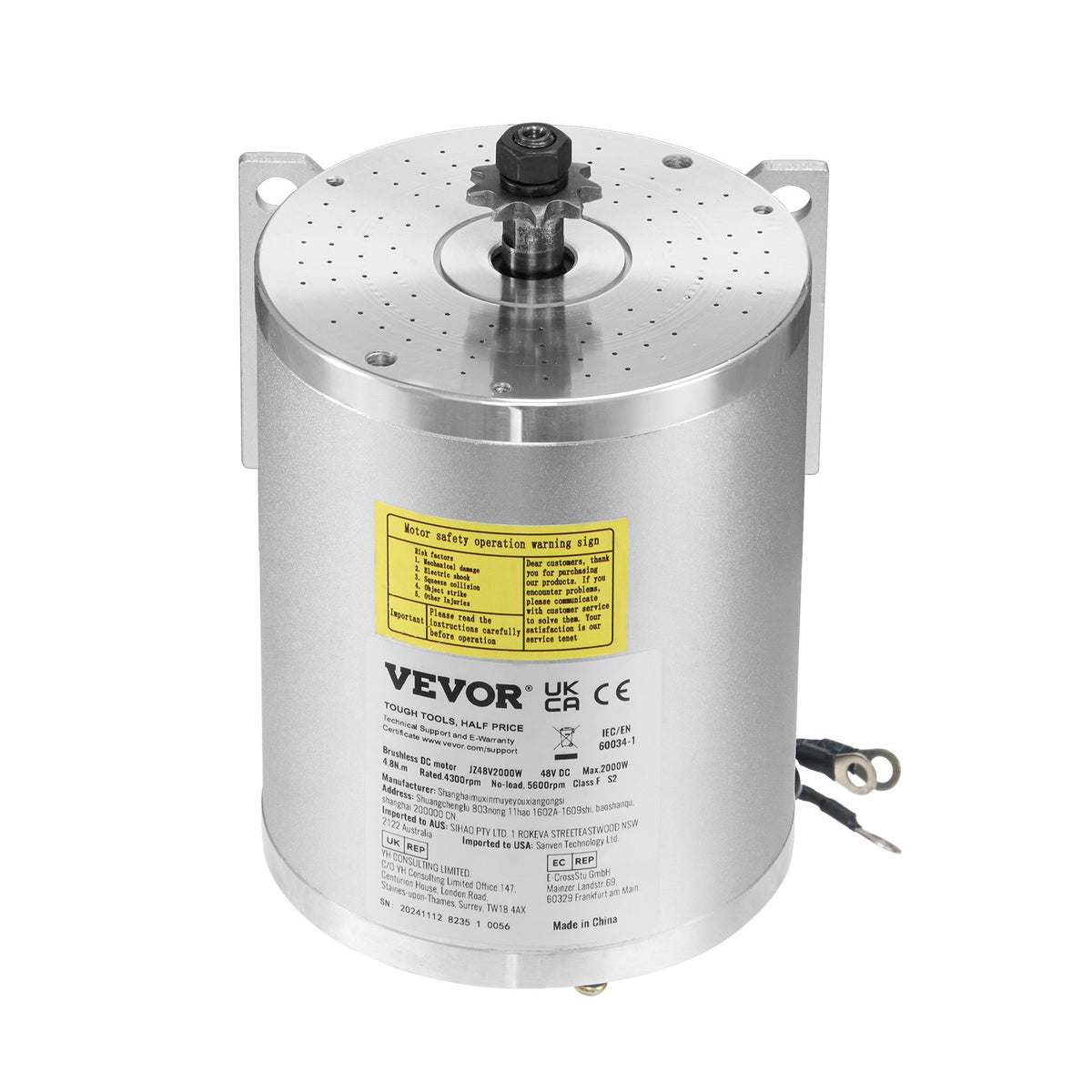 2000W Brushless DC Motor Kit for Electric Bikes & Scooters - 48V, High Speed