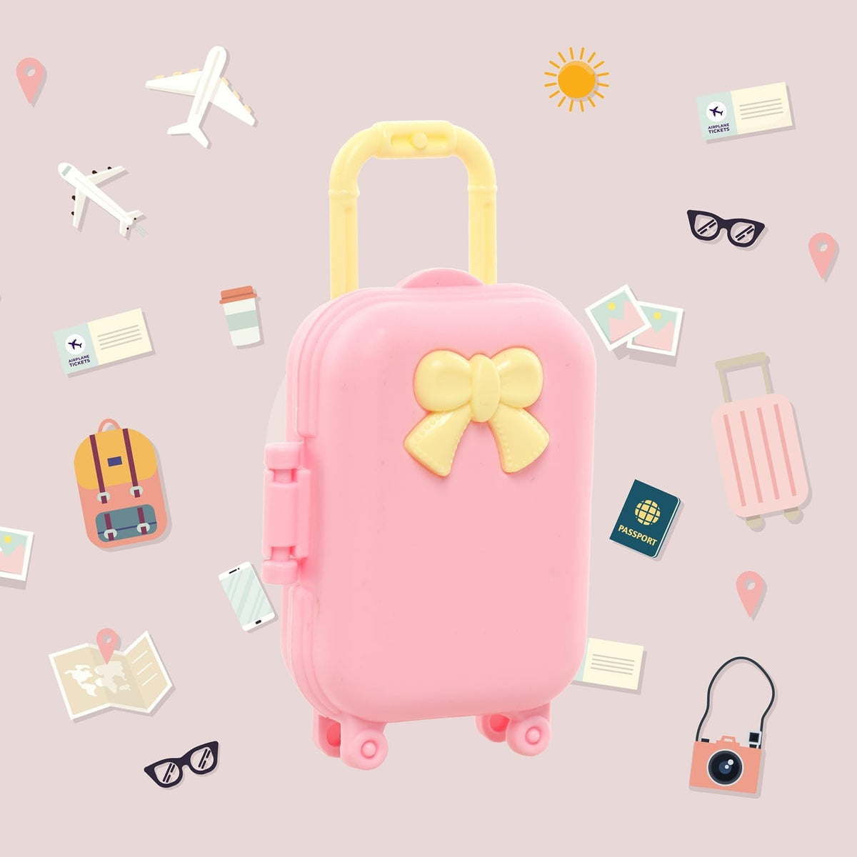 Doll Travel Accessories Set with Suitcase, Outfits, Shoes, and More for 5.3 Inch Dolls