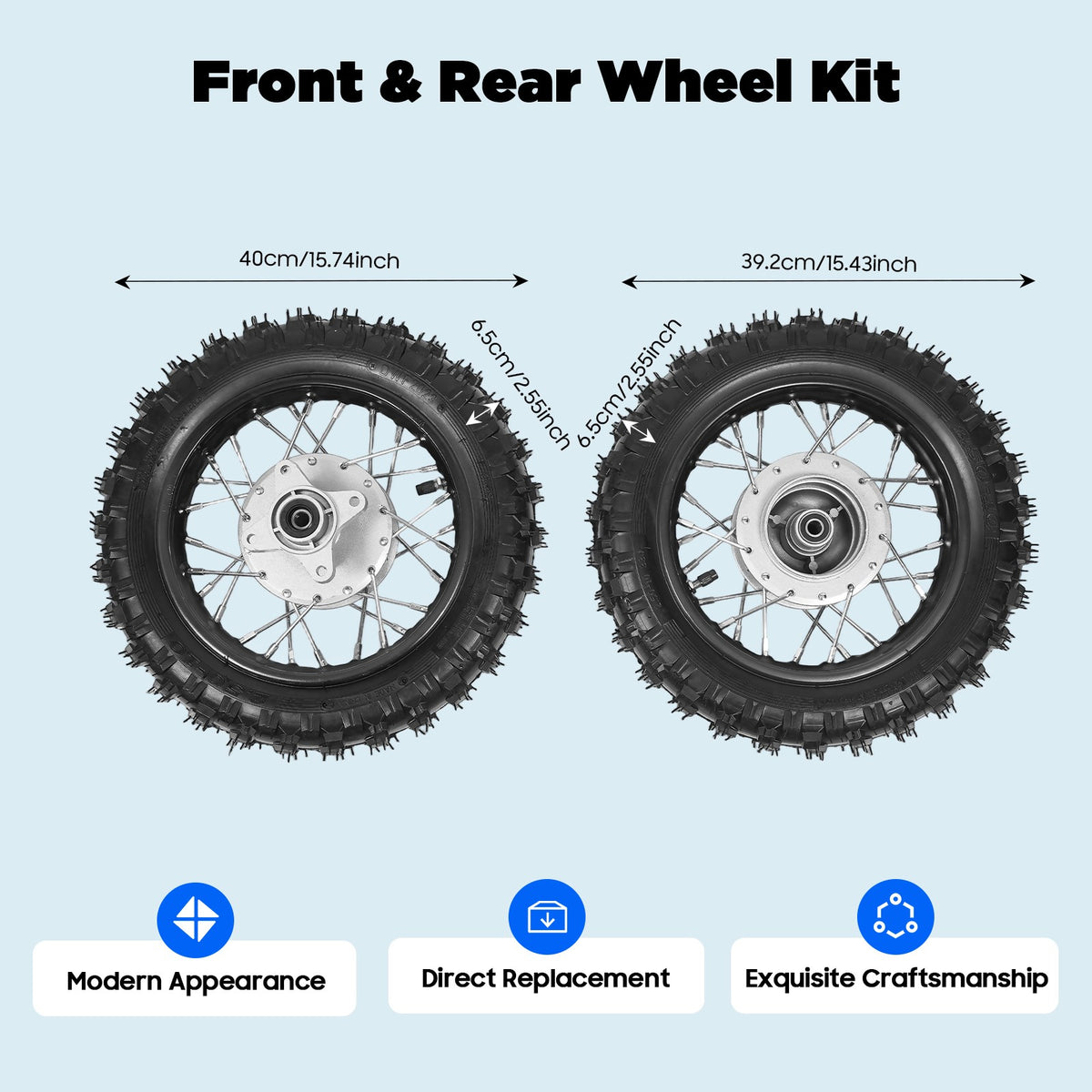 2.5-10 Motorcycle Wheel Set with Chain Sprocket for Motocross & Dirt Bikes