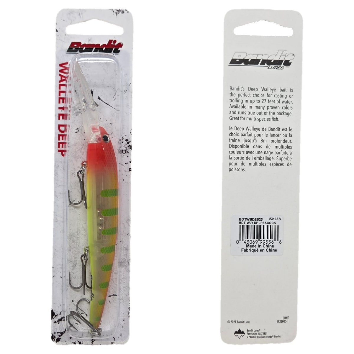 Deep Diving Trolling Crankbait - Peacock Color, 4.75in 5/8oz for Walleye & Predator Fish