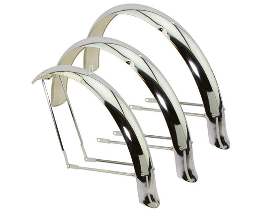 26 Inch Trike Fender Set Chrome Flared Adjustable 3-Piece Conversion Kit