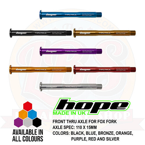 Bike Thru Axle for Fox, Rockshox, Ohlins 110x15mm Boost - All Colors & Options