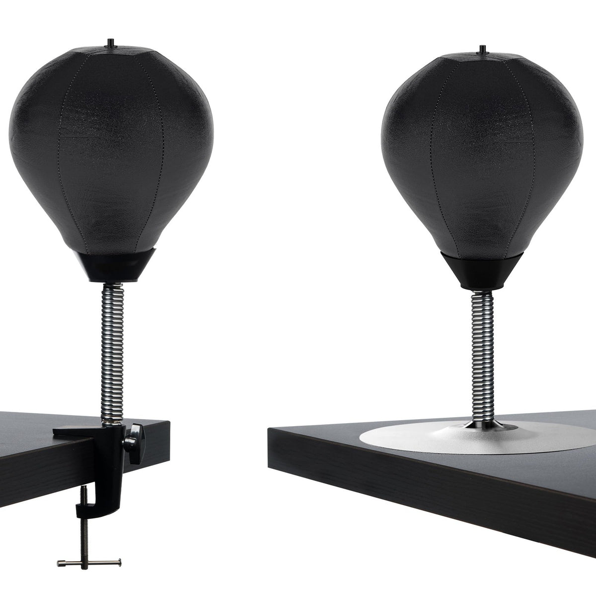 Stress Relief Desktop Punching Bag with Clamp & Suction Cup - Black